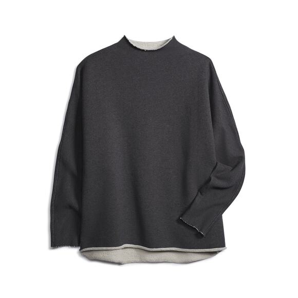 Frank & Eileen M Effie Long Sleeve Funnel Neck Capelet Sweatshirt Charcoal - Picture 3 of 10
